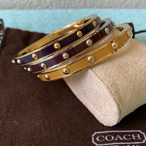 Set of 3 Authentic Coach Nailhead Stud Bangle Bracelets
